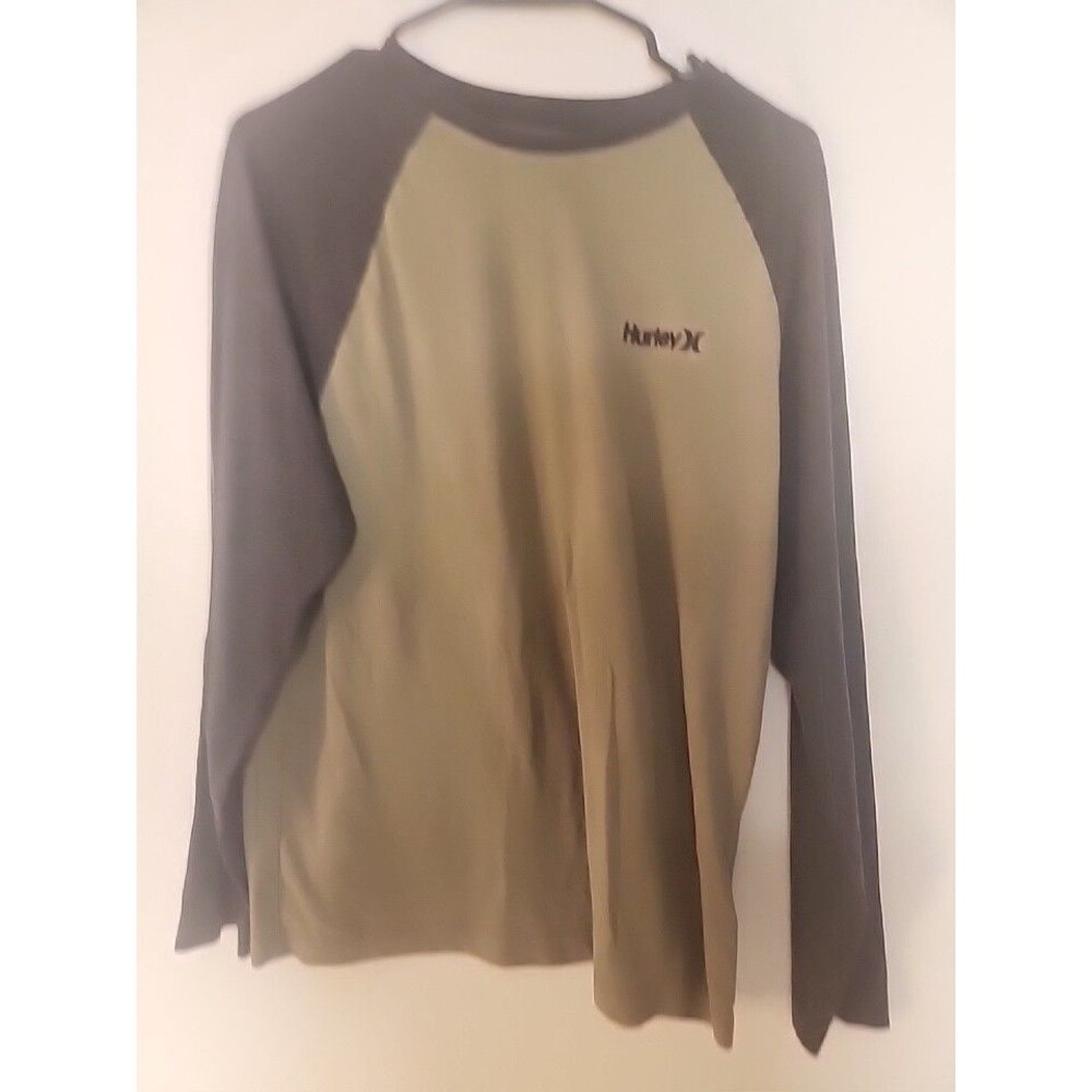Hurley Long Sleeve T-Shirt Men’s Medium Green W Black Sleeve